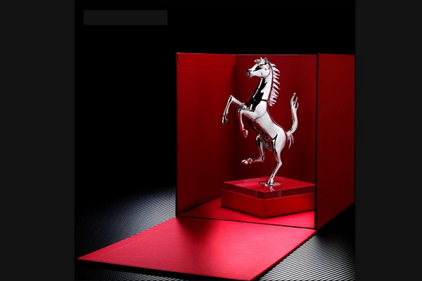 A limited edition silver Prancing Horse sculpture for the ultimate Ferrari fan