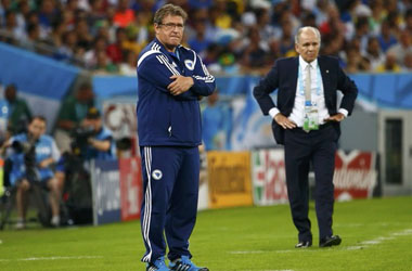 Bosnia's coach Safet Susic watches the 2014 World Cup Group F soccer match between Argentina and Bosnia at the Maracana