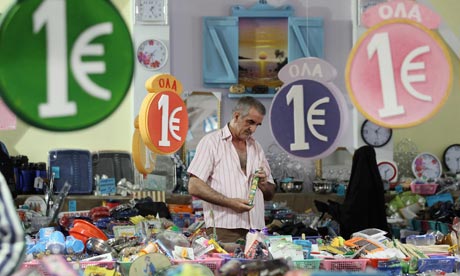 Shopping in a 'one euro' store in Athens, Greece.