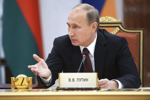 Russia's President Putin speaks at the CIS summit in Minsk