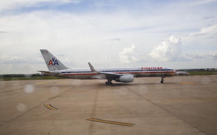 17 Jul 2013, Dallas, Texas, USA --- An American Airlines jet on the tarmac at Dallas Forth Worth Airport. --- Image by © James Leynse/Corbis