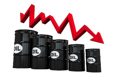 Oil Barrels with Red Arrow