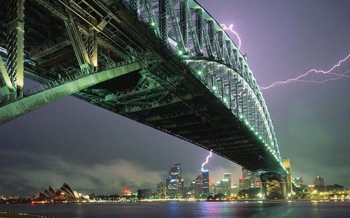 Bridge and Lightning at Sydney Harbour