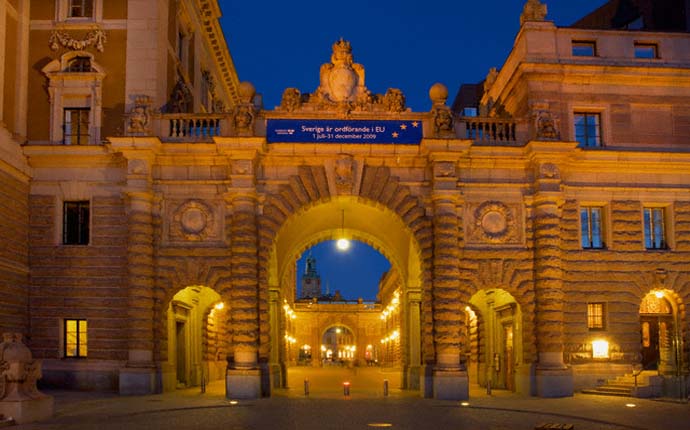 Stockholm, Sweden --- Gate of Gamla Stan, Stockholm --- Image by © Jean-Pierre Lescourret/Corbis