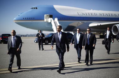 U.S. President Barack Obama arrives in Manchester