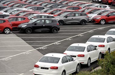 Renault cars await export in port of Koper