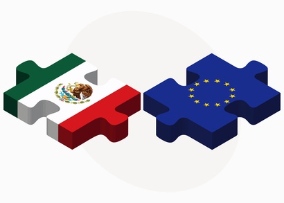 Vector Image - Mexico and European Union Flags in puzzle isolated on white background