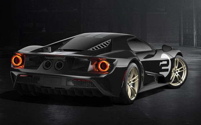 All-new Ford GT '66 Heritage Edition with unique black and silver-stripe livery celebrates 1966 Le Mans-winning GT40 Mark II race car driven by Bruce McLaren and Chris Amon