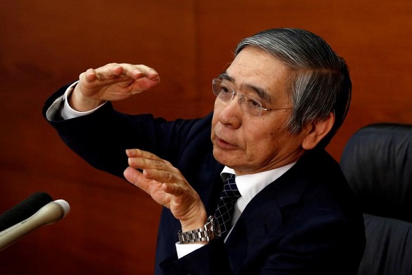 File Photo: Bank of Japan Governor Haruhiko Kuroda gestures during a news conference at the BOJ headquarters in Tokyo