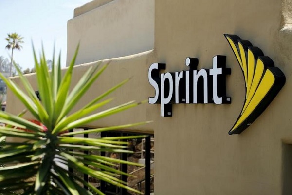 The logo of U.S. mobile network operator Sprint Corp is seen at a Sprint store in San Marcos, California
