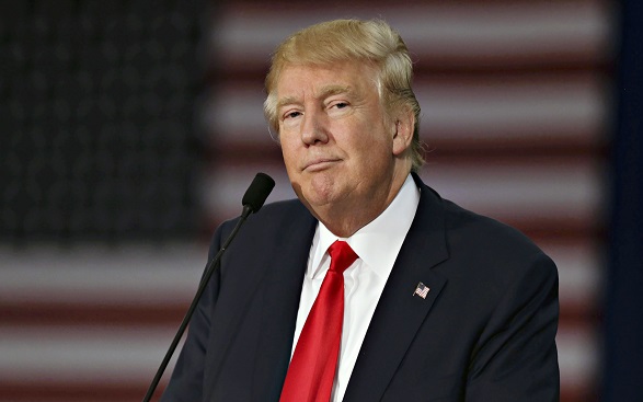 Donald Trump, president and chief executive of Trump Organization Inc. and 2016 Republican presidential candidate, speaks during a rally at Grand River Center in Dubuque, Iowa, U.S., on Tuesday, Aug. 25, 2015. President Barack Obama's top business ambassador dismissed Trump's call for a wall along the Mexico border, saying the U.S. is focused instead on expanding business with one of its biggest trade partners. Photographer: Daniel Acker/Bloomberg via Getty Images